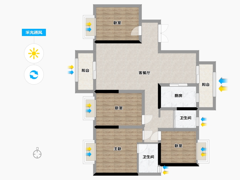 湖南省-湘潭市-长河湾-103.85-户型库-采光通风