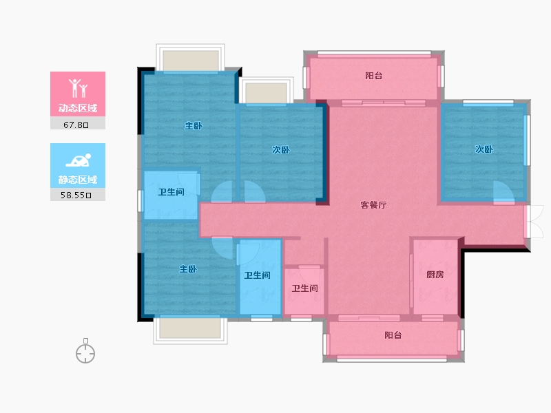 广西壮族自治区-河池市-盛景明都-124.80-户型库-动静分区