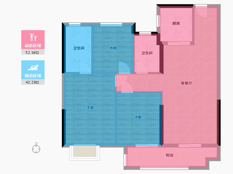 湖北省-武汉市-依云水岸-89.67-户型库-动静分区