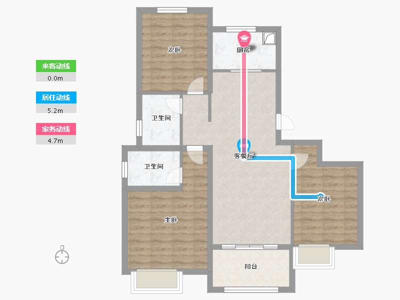 江苏省-扬州市-宝城置业·现代城-85.00-户型库-动静线