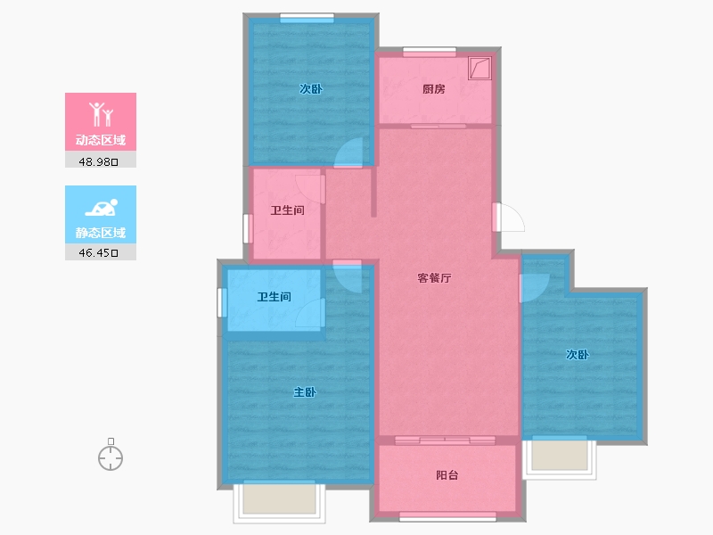 江苏省-扬州市-宝城置业·现代城-85.00-户型库-动静分区