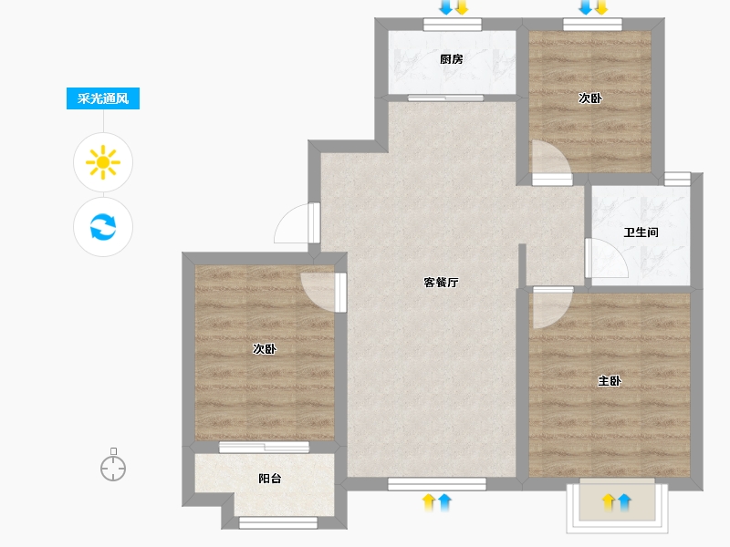 河北省-沧州市-龙樾府-76.25-户型库-采光通风