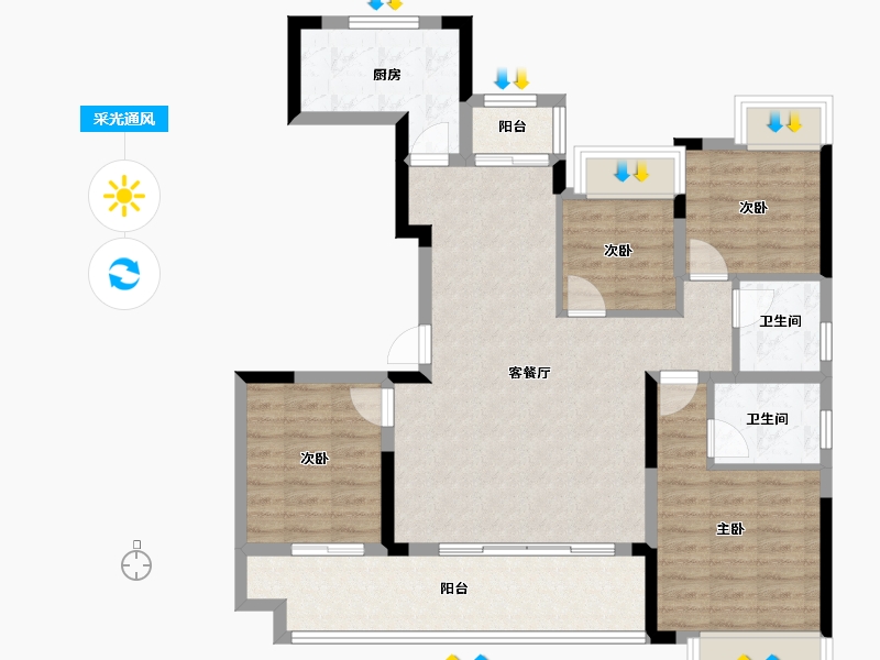 江西省-南昌市-江投中鼎璟宸云府-106.06-户型库-采光通风