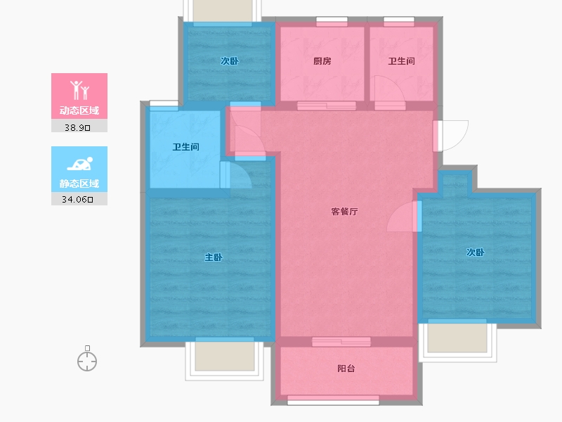 上海-上海市-浦发仁恒有园-72.80-户型库-动静分区