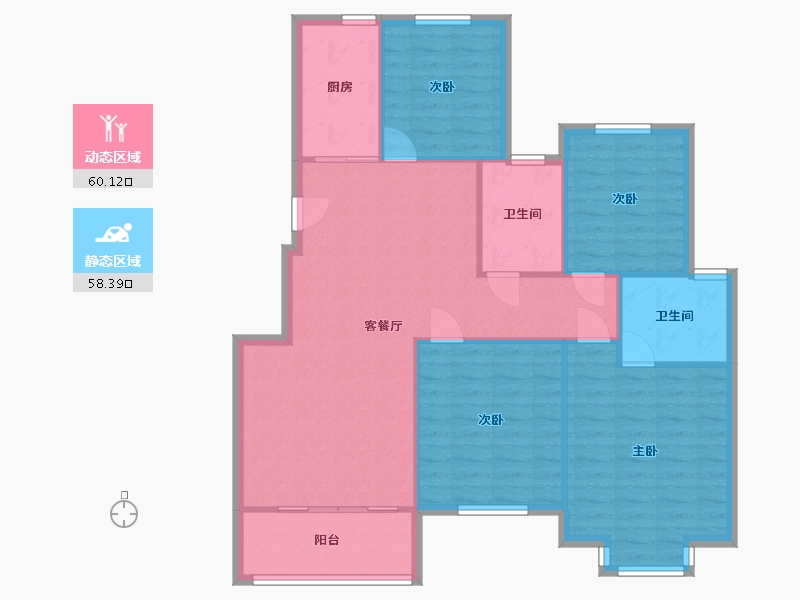 江苏省-南通市-张北苑-111.11-户型库-动静分区