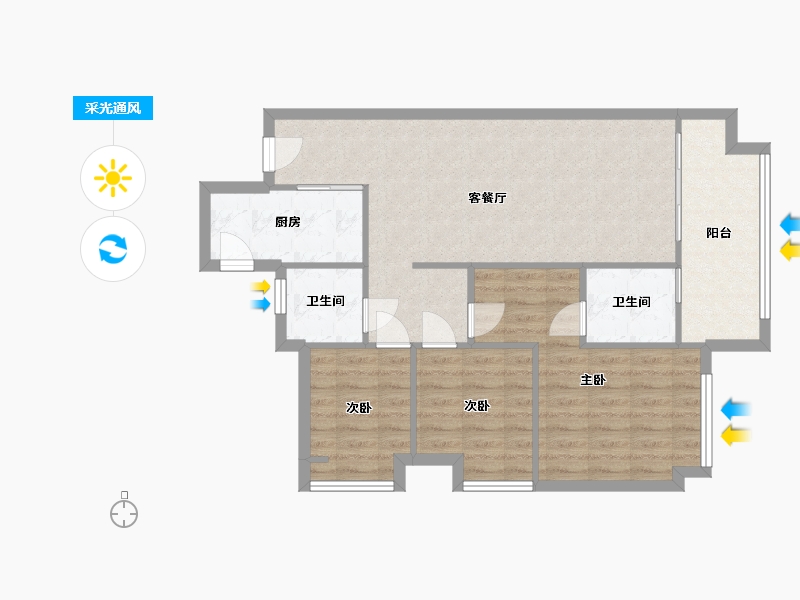 广东省-佛山市-保利玥府-76.00-户型库-采光通风