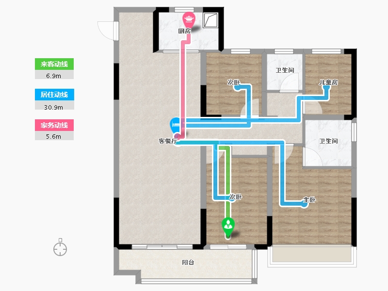 河南省-郑州市-金科御府-114.40-户型库-动静线