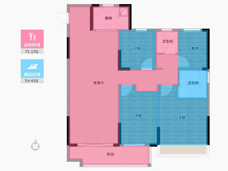 河南省-郑州市-金科御府-114.40-户型库-动静分区