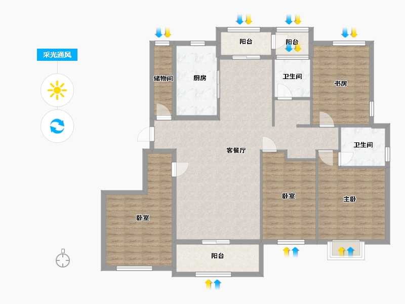 浙江省-台州市-丰泽茗苑-144.00-户型库-采光通风