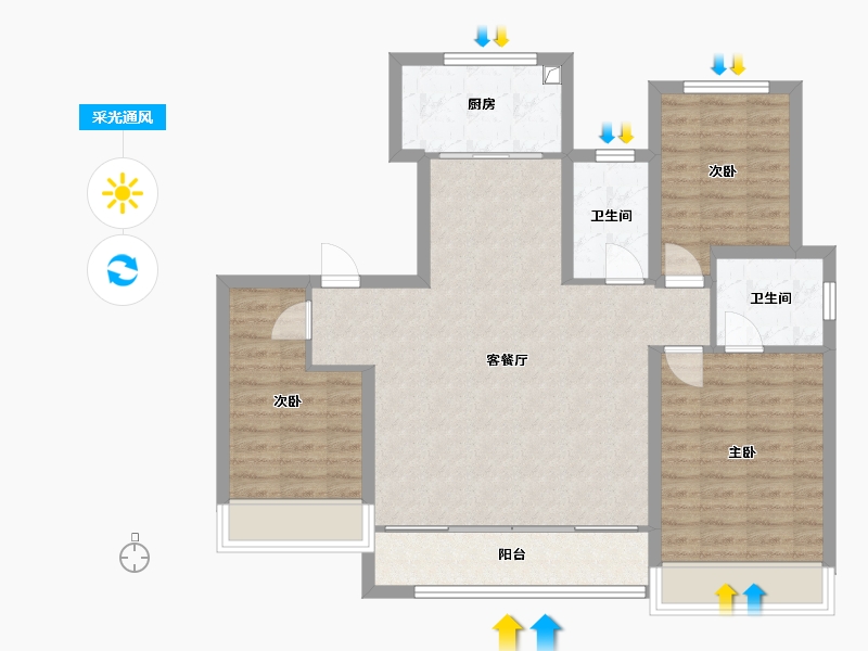 山东省-淄博市-天煜信园小区-110.04-户型库-采光通风