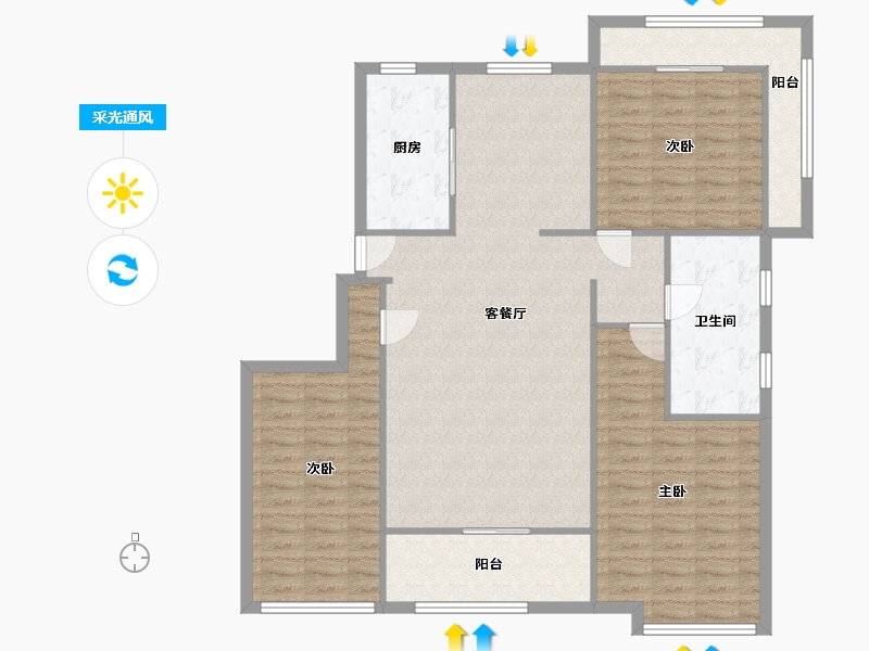 湖南省-长沙市-阳光100后海-115.92-户型库-采光通风