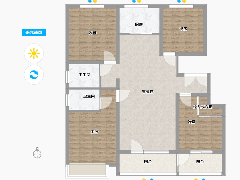 山东省-德州市-联强阳光艺境-111.98-户型库-采光通风