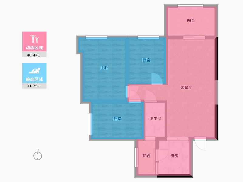 广东省-湛江市-城市海悦花园-82.00-户型库-动静分区