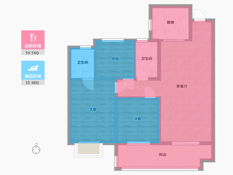 湖北省-宜昌市-银河东湖雅居-86.00-户型库-动静分区