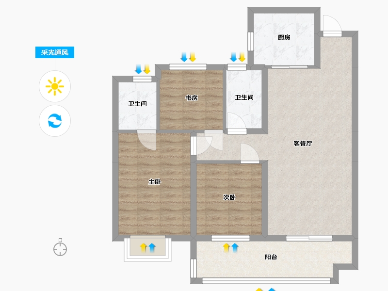 湖北省-宜昌市-银河东湖雅居-86.00-户型库-采光通风