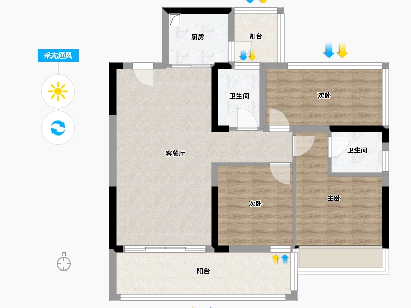 广东省-汕头市-汇悦春天花园-三区-79.53-户型库-采光通风