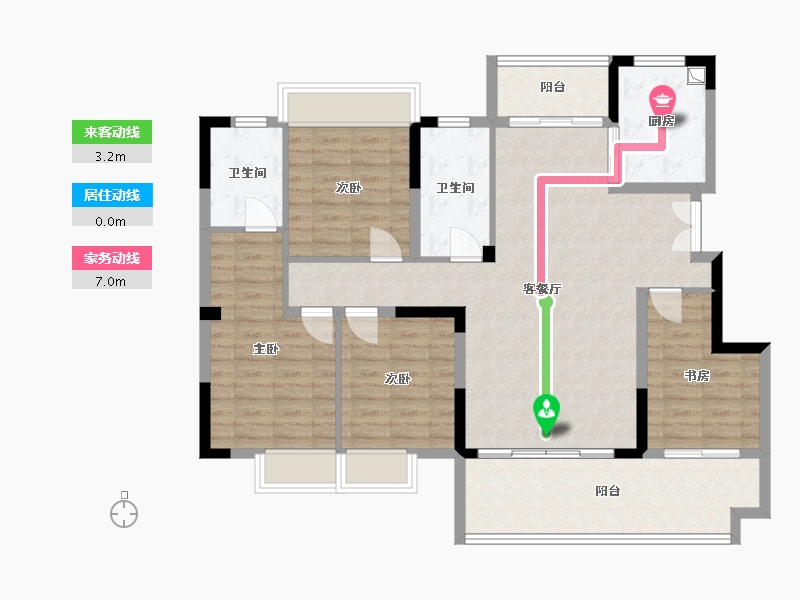 湖南省-怀化市-龙创滨江公园城-137.29-户型库-动静线