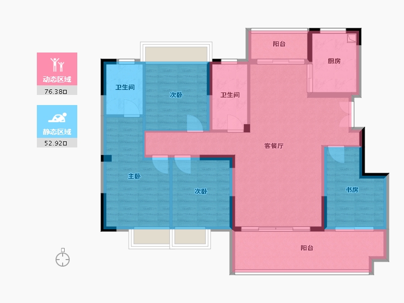 湖南省-怀化市-龙创滨江公园城-137.29-户型库-动静分区