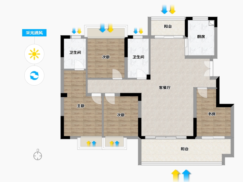 湖南省-怀化市-龙创滨江公园城-137.29-户型库-采光通风