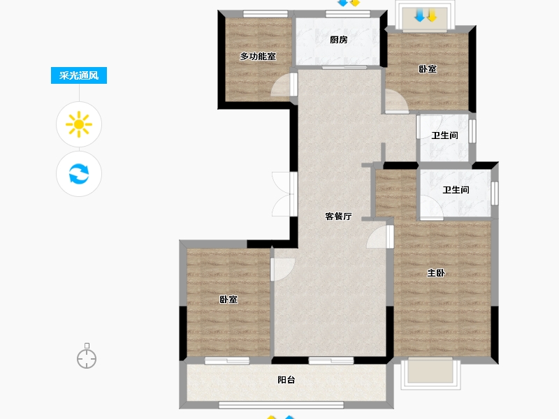 浙江省-温州市-璞悦one-103.03-户型库-采光通风