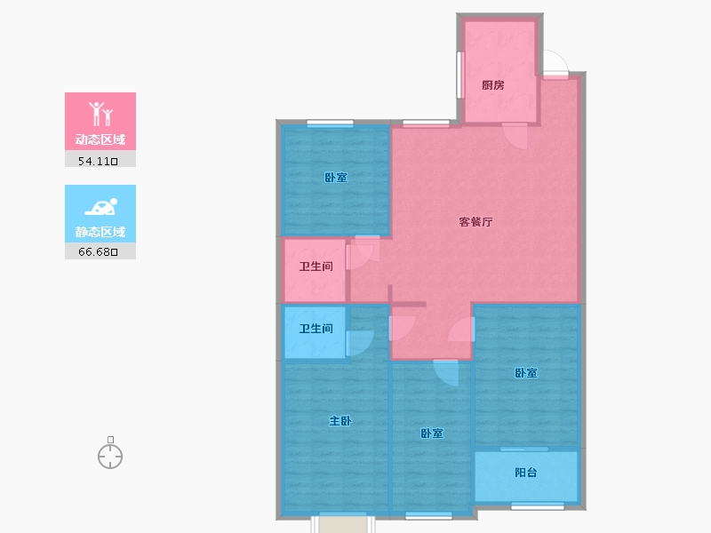 陕西省-西安市-三五三八高层-113.40-户型库-动静分区