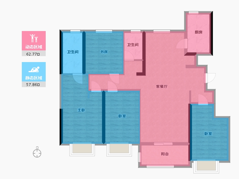 陕西省-西安市-远洋合能枫丹江屿-114.40-户型库-动静分区