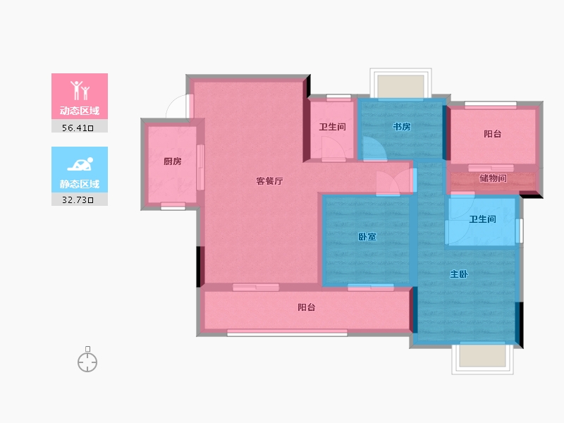 四川省-南充市-营山县和怡壹号院-80.65-户型库-动静分区