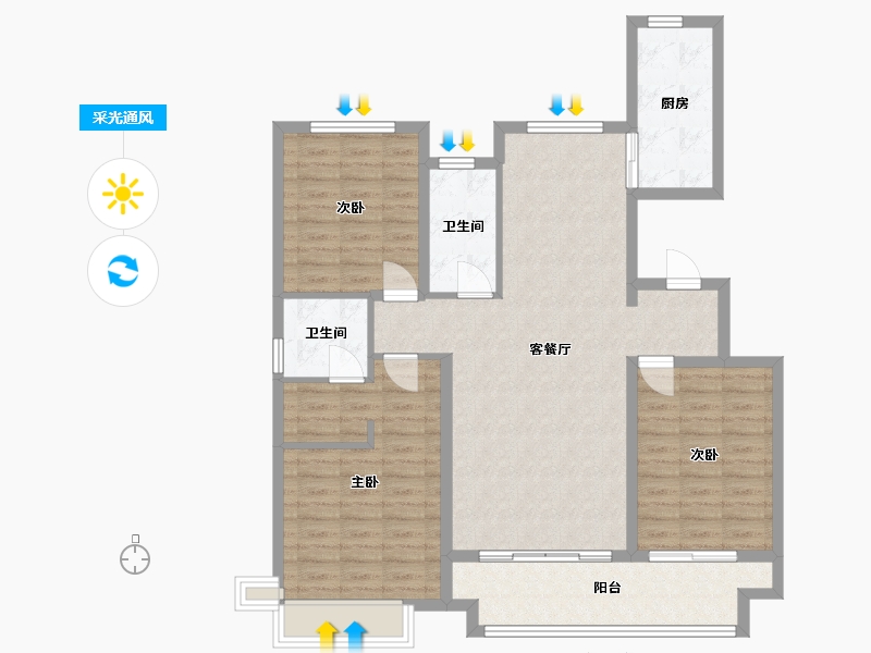 河北省-沧州市-瀛州瑞府-111.20-户型库-采光通风