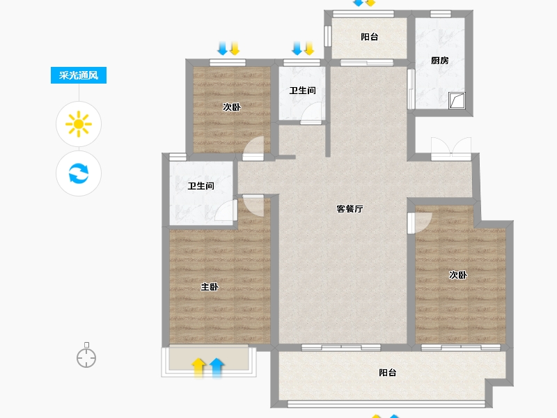 山东省-临沂市-儒辰金邑尚府-106.29-户型库-采光通风