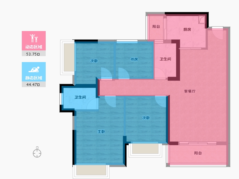 广西壮族自治区-柳州市-云星钱隆御景-96.80-户型库-动静分区