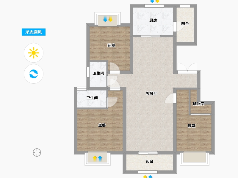 河北省-邯郸市-荣昌阳光城-102.18-户型库-采光通风