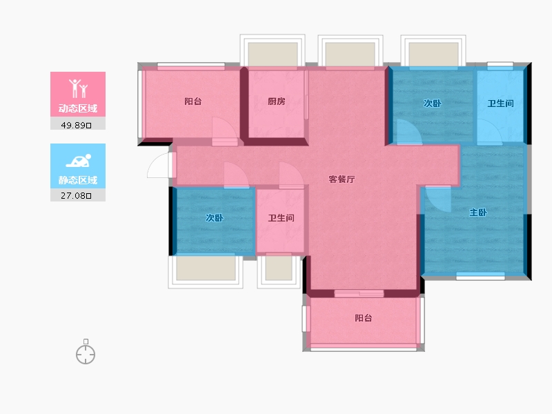 广东省-惠州市-红树南庭-90.00-户型库-动静分区