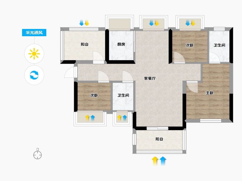 广东省-惠州市-红树南庭-90.00-户型库-采光通风