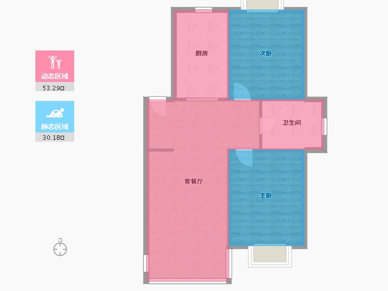 江苏省-苏州市-西庄花苑-75.20-户型库-动静分区