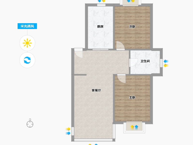 江苏省-苏州市-西庄花苑-75.20-户型库-采光通风