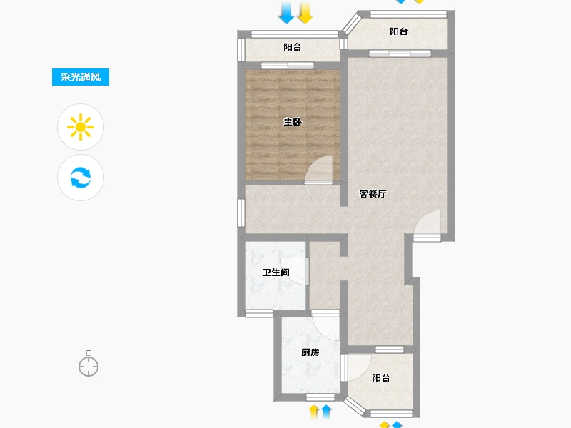 上海-上海市-盛源花园-73.66-户型库-采光通风