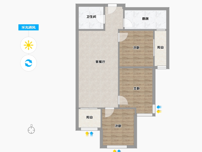 陕西省-西安市-鸿锦城十年城-62.40-户型库-采光通风