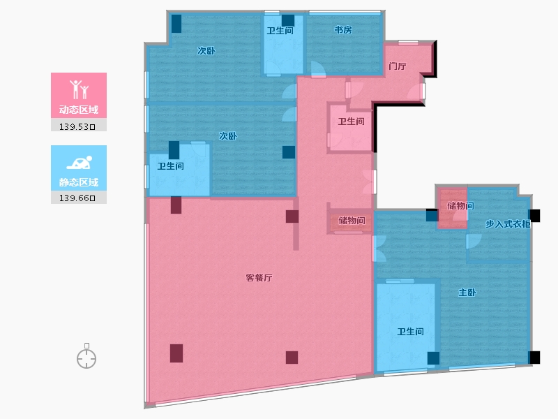 浙江省-宁波市-文创甬江城-264.00-户型库-动静分区