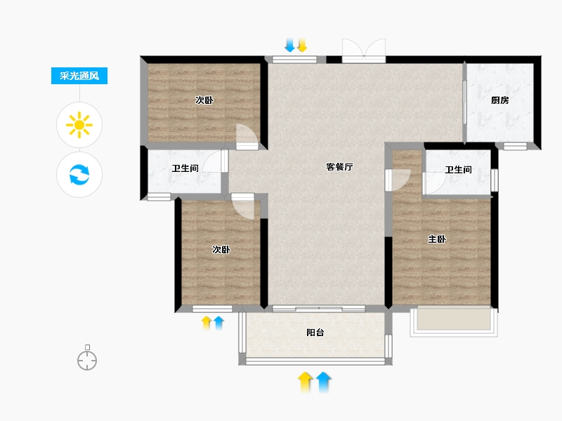 湖南省-邵阳市-仁为峰邵东壹号-110.73-户型库-采光通风