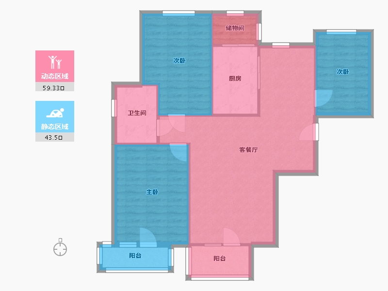 天津-天津市-俊城浅水湾花园-100.00-户型库-动静分区