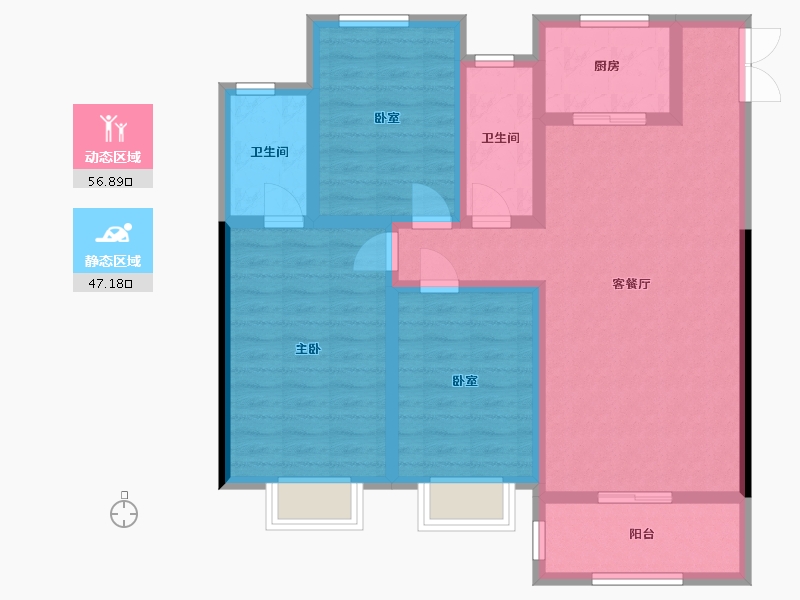 山东省-潍坊市-宏帆人和府-104.82-户型库-动静分区