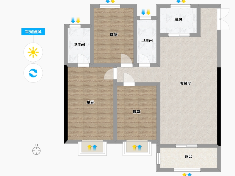 山东省-潍坊市-宏帆人和府-104.82-户型库-采光通风