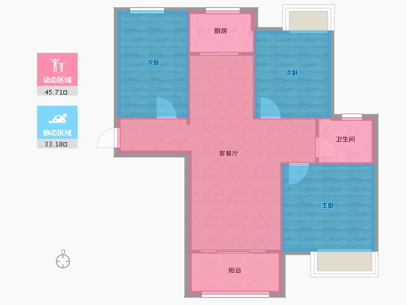 安徽省-合肥市-绿地滨湖国际花都-81.71-户型库-动静分区