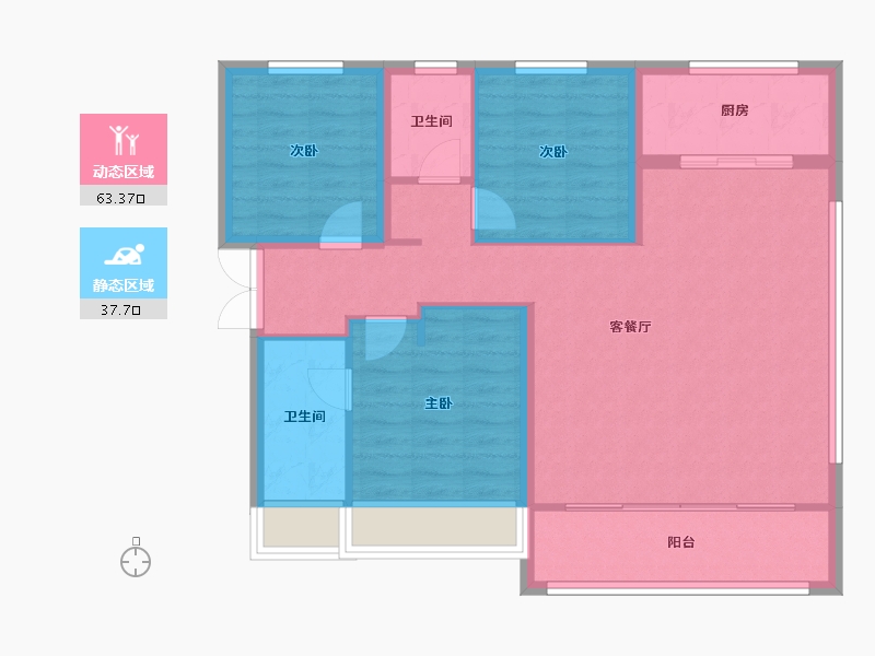 陕西省-延安市-明发之星-98.25-户型库-动静分区