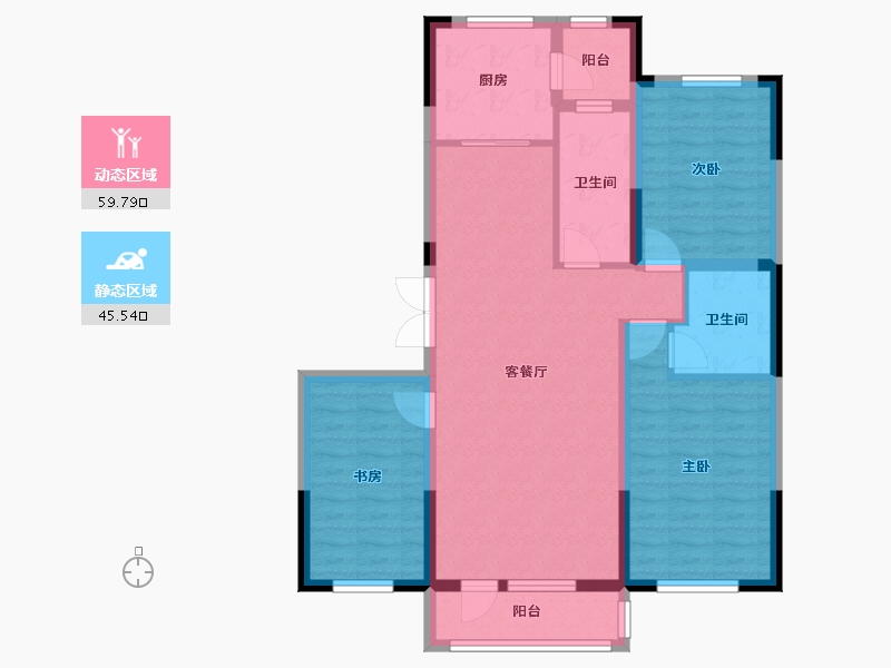 辽宁省-营口市-中天御荷苑-97.60-户型库-动静分区