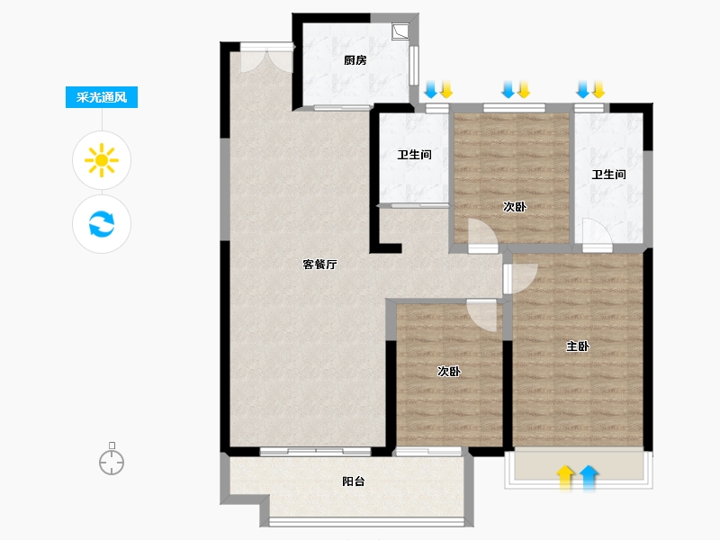 山东省-滨州市-建大壹号-108.80-户型库-采光通风