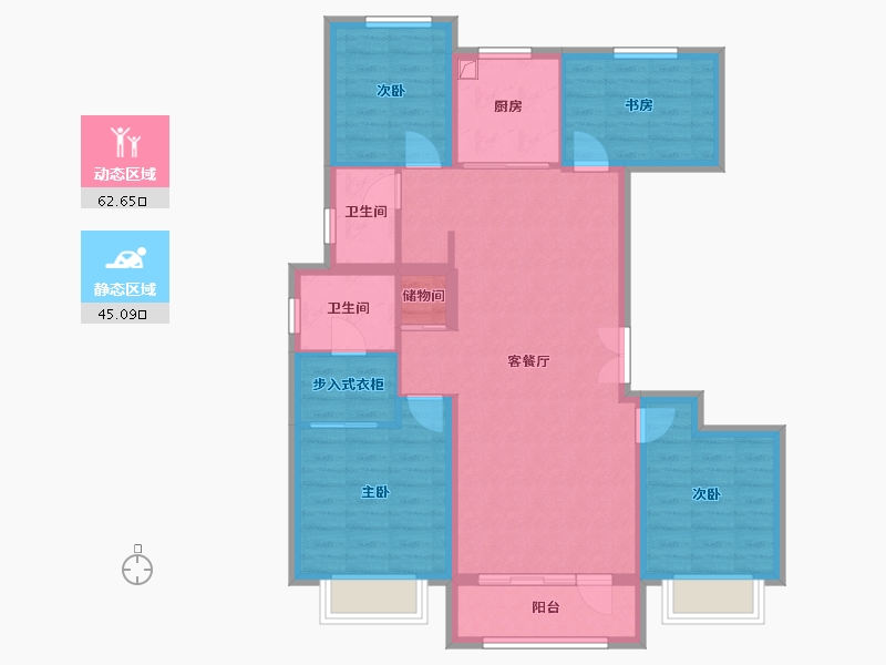 河北省-唐山市-金岸红堡-118.00-户型库-动静分区