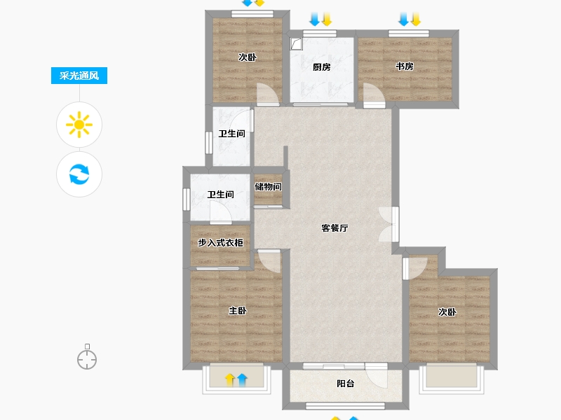 河北省-唐山市-金岸红堡-118.00-户型库-采光通风