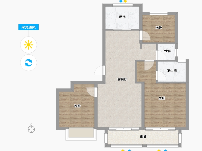 山东省-枣庄市-正德花园-93.00-户型库-采光通风