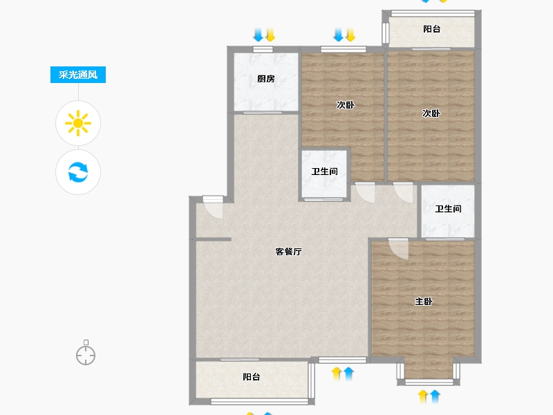 浙江省-温州市-站前小区B区-135.00-户型库-采光通风